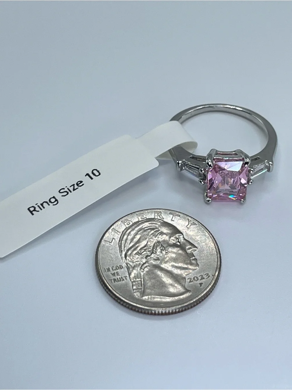Swarovski Crystals Elements Pink Crystal Solitaire Glam Cocktail Ring Sz 10